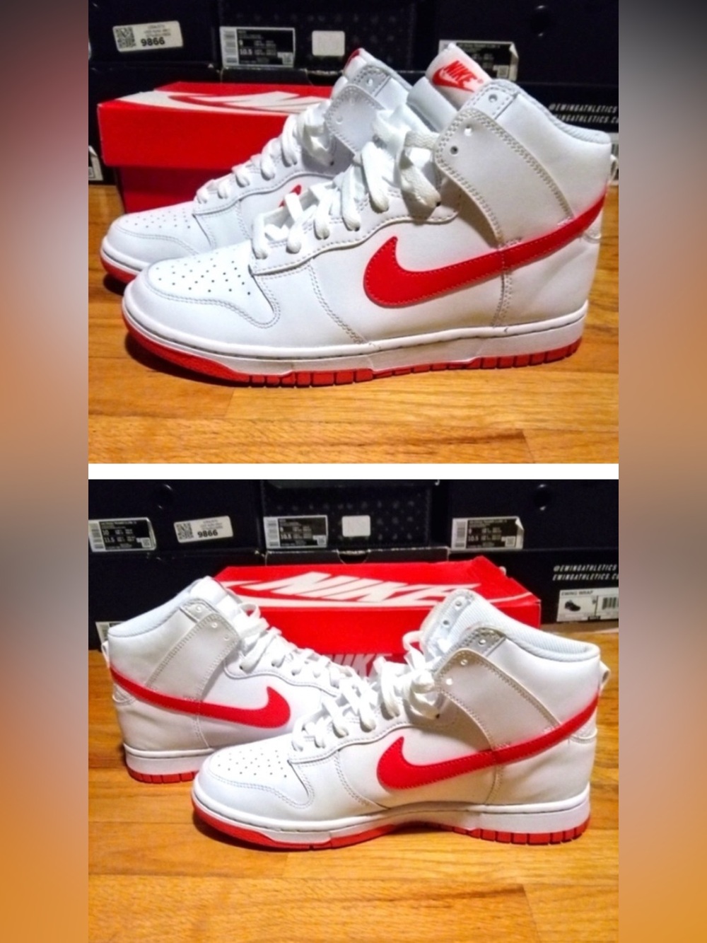 Nike Dunk Hi Retro White + Picante Red Size 9 M | NEW IN BOX
